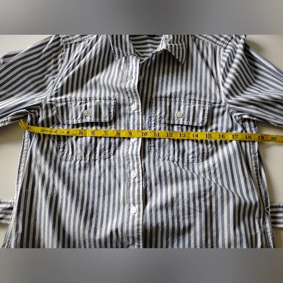 Lands' End Classic Cotton Shirt Dress Ombre Blue Stripe Preppy Size Small - Picture 15 of 17